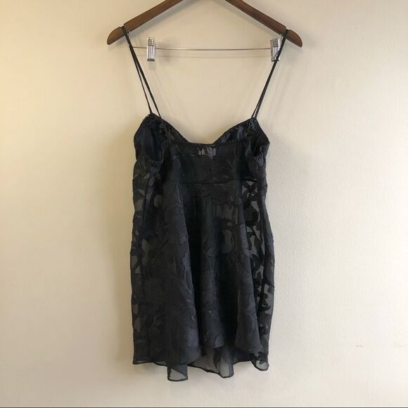 Vintage Linda Lingerie Floral Semi Sheer Babydoll Sexy Bra Cami Top Black - Picture 7 of 14